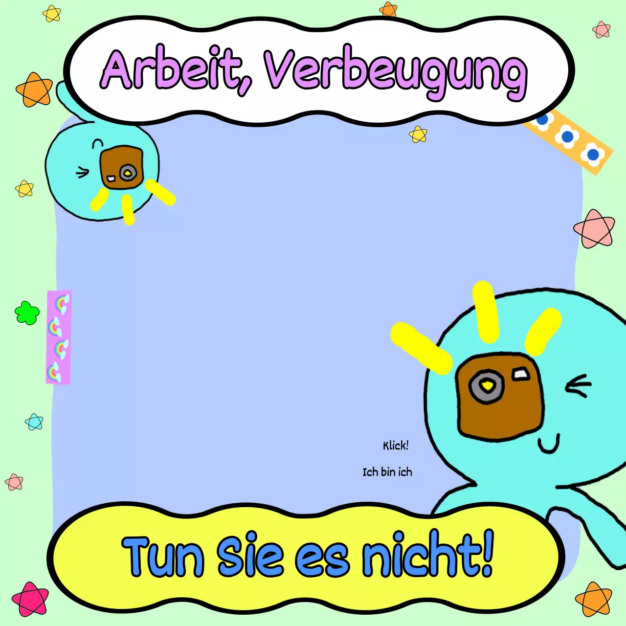 Ein lustiges Doodle mit einem hellgrünen Hintergrund und einem hellblauen Oktopus-Charakter.