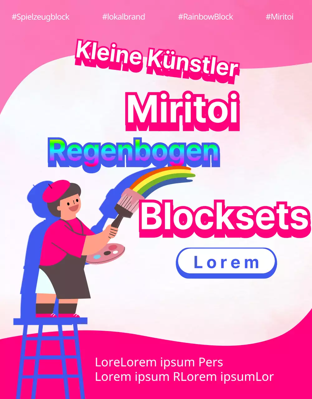 Buntes, regenbogenfarbenes Werbematerial für die Kindergemeinde