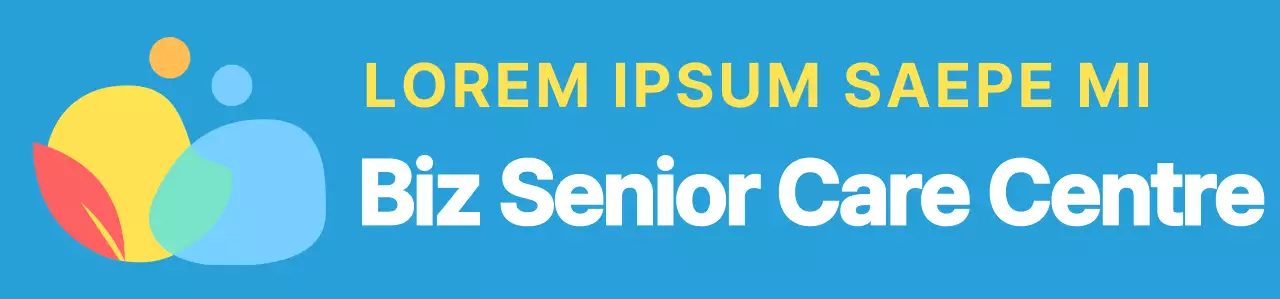 Abgerundetes und einfaches Logo im Stil eines menschlichen Symbols mit blauen und bunten Farbkombinationen für das Personal eines Pflegezentrums