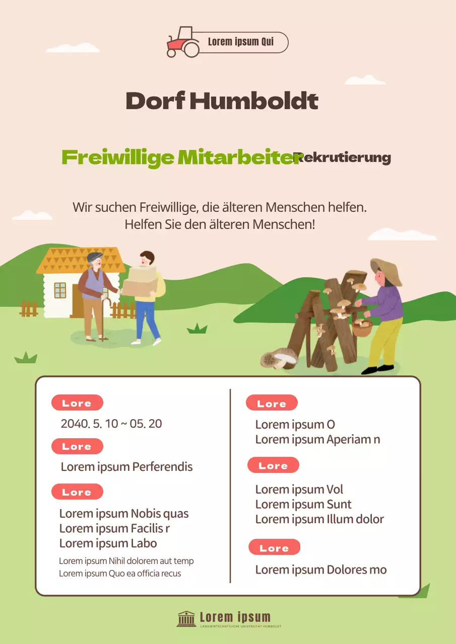 Aufruf an Freiwillige zur Illustration von Chartreuse und Limonengrün