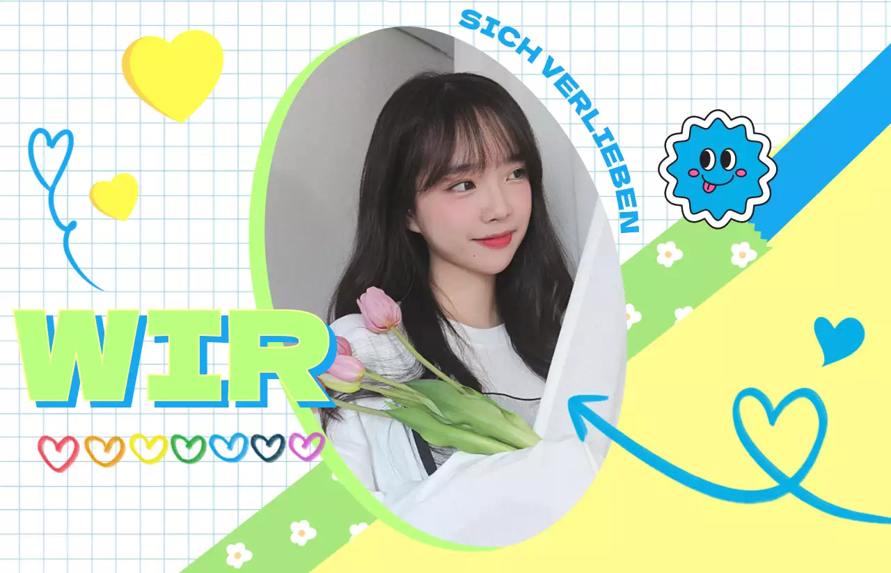 Tagebuchcharakter mit Pastellfarben und niedlichen Aufklebern