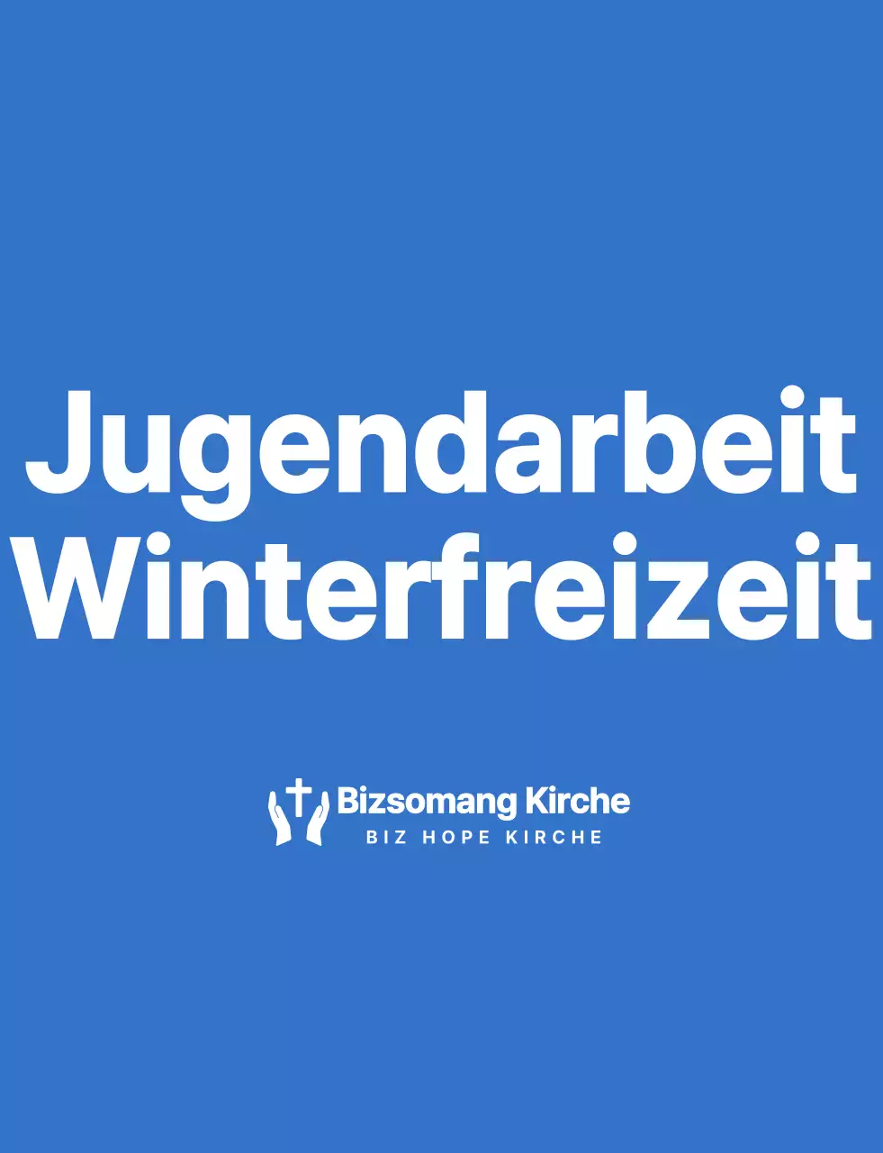 Einfache, saubere Symbol Logo Stil Kirche Winter Retreat Team T-Shirt in blau und weiß