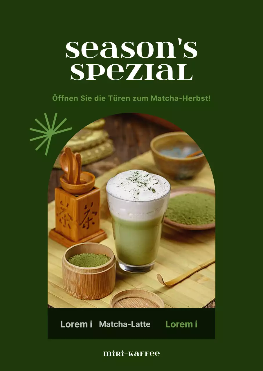 Förderung eines sauberen Herbst-Café-Menüs mit dunkelgrünem Hintergrund