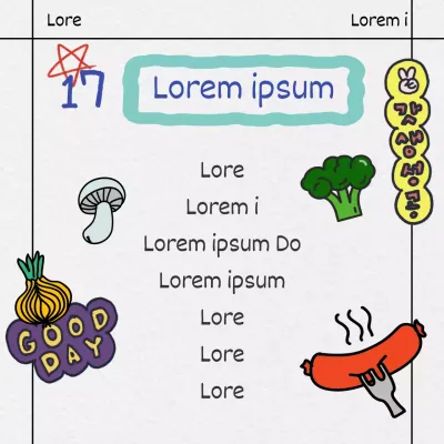 Bereitstellung von Informationen über das Mittagsmenü für Schüler in einem tagebuchartigen Format auf weißem Papier