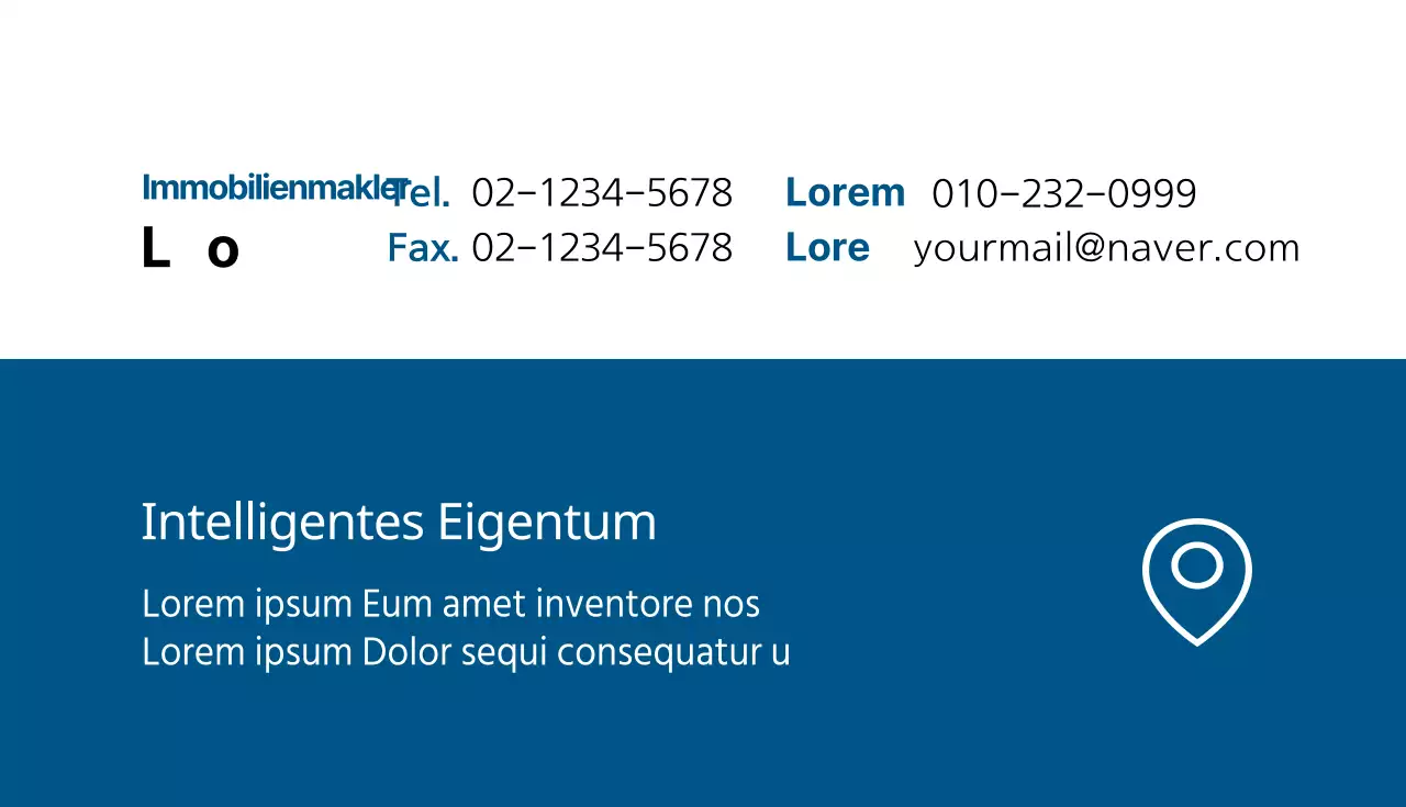 Visitenkarte für ein Immobilienunternehmen in Blau