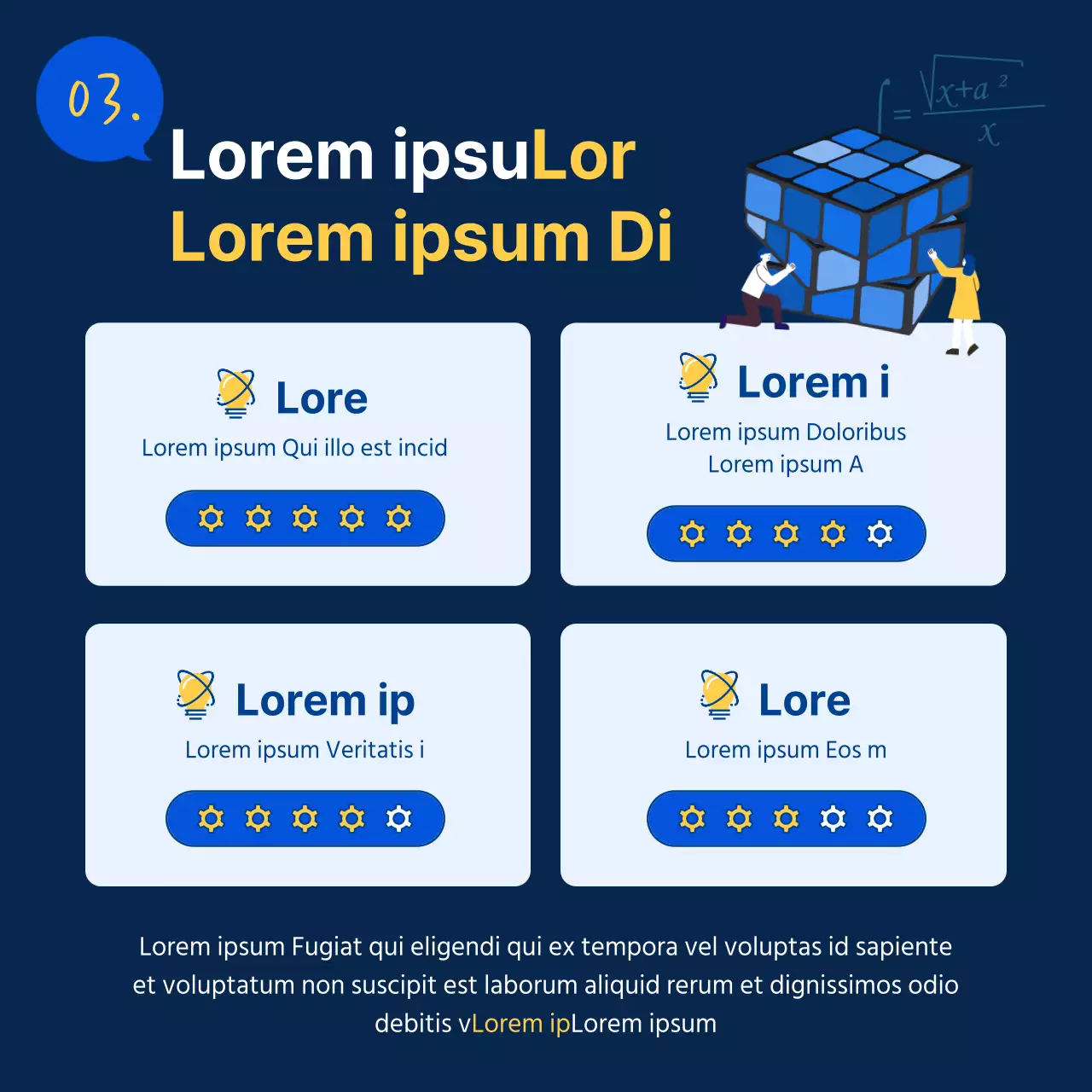 Einfache Stellenbeschreibung in Blau und Gelb zur Werbung für das F&E-Labor