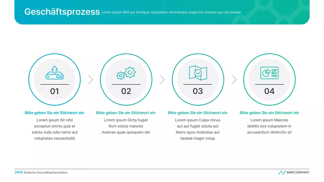 Einfache Geschäftspräsentation mit Farbverlauf in Hellblau und Grün