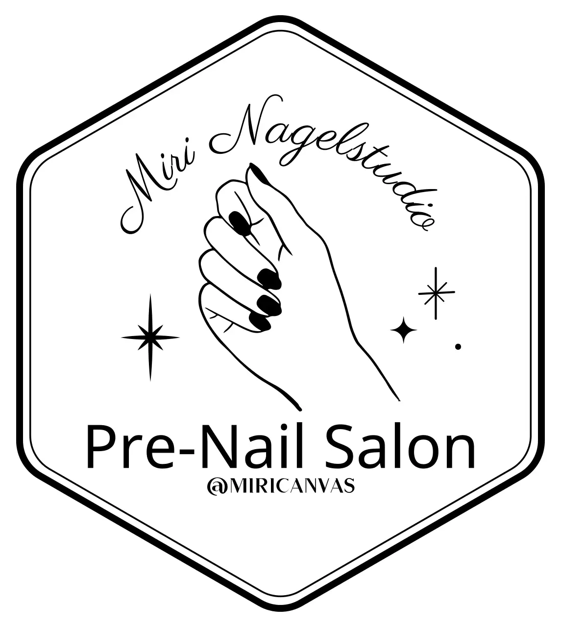 Badge-Stil Nagelstudio in der Hand Illustration