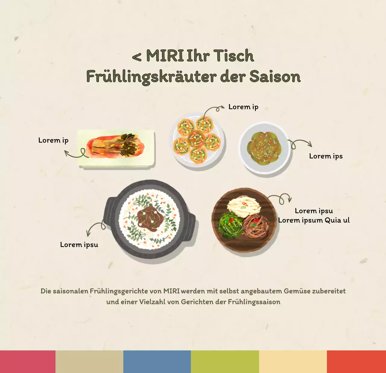 Traditioneller koreanischer Restaurantkonzept-Gutscheinkalender in Beige und Braun