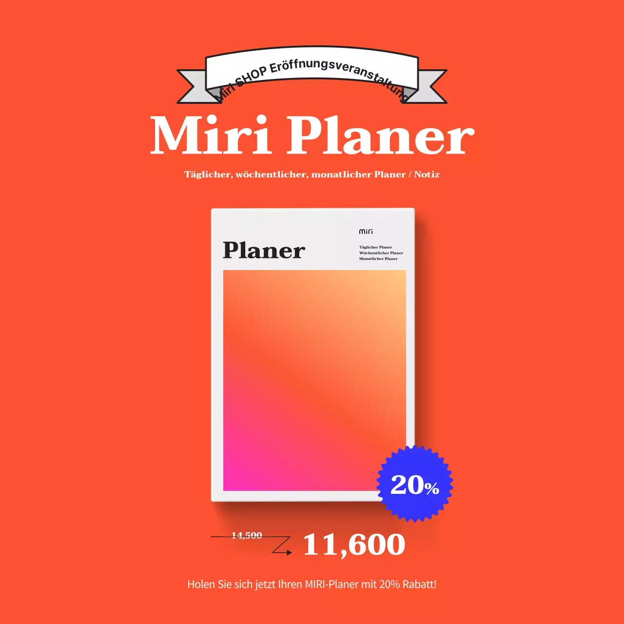 Einfache Planer Rabatt Veranstaltung mit orangefarbenen Hintergrund