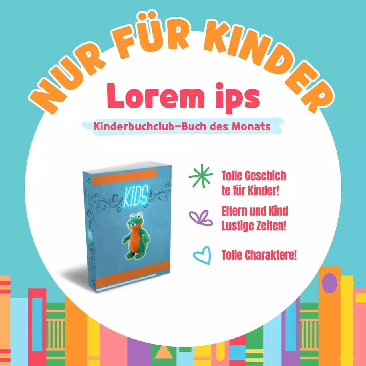 Türkis und niedlich zur Förderung von Kinderbuchempfehlungen V2