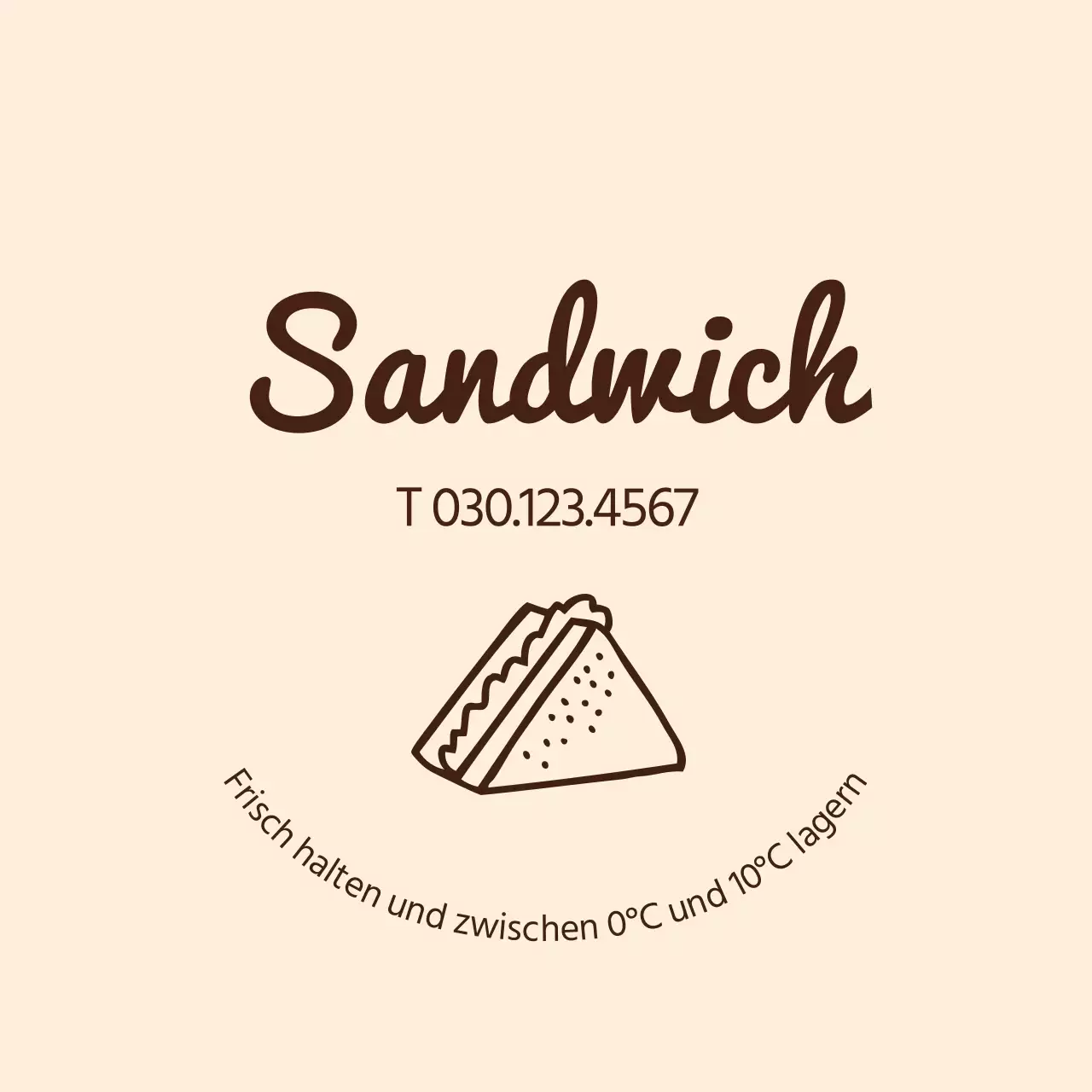 Beige Einfaches Icon Sandwich-Etikett