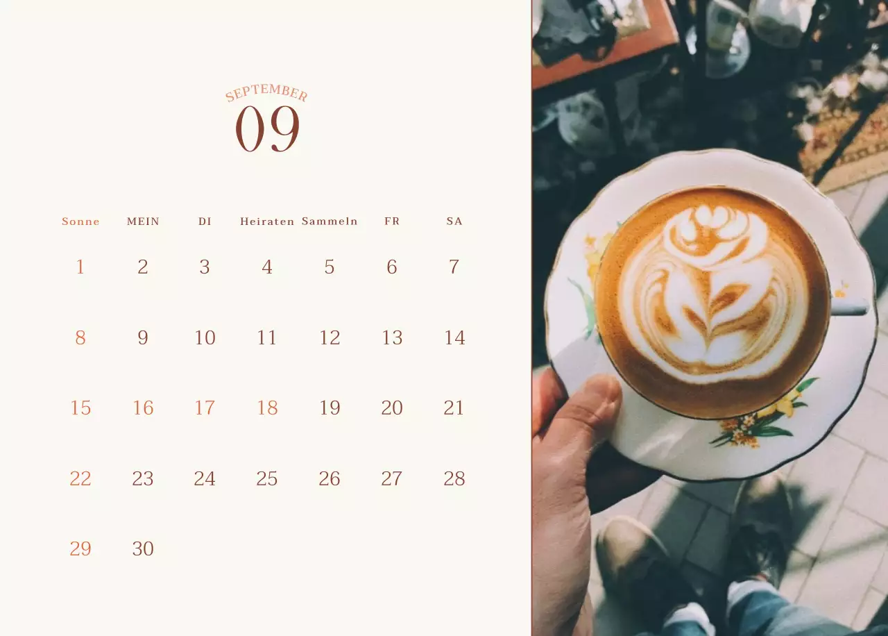 Emotionales Cafe-Fotolayout in Beige und Braun