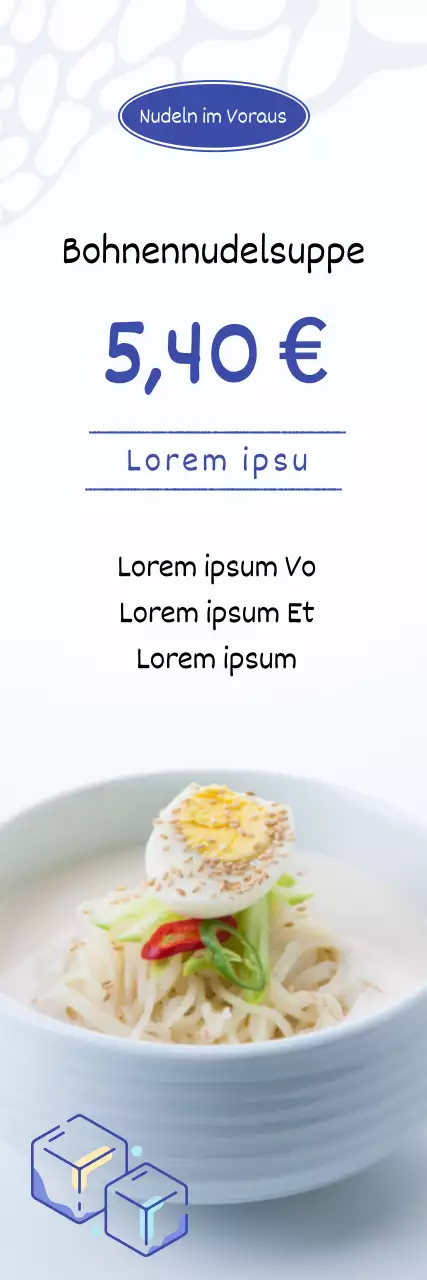 Einführung eines neuen blauen, kühlen Sommermenüs