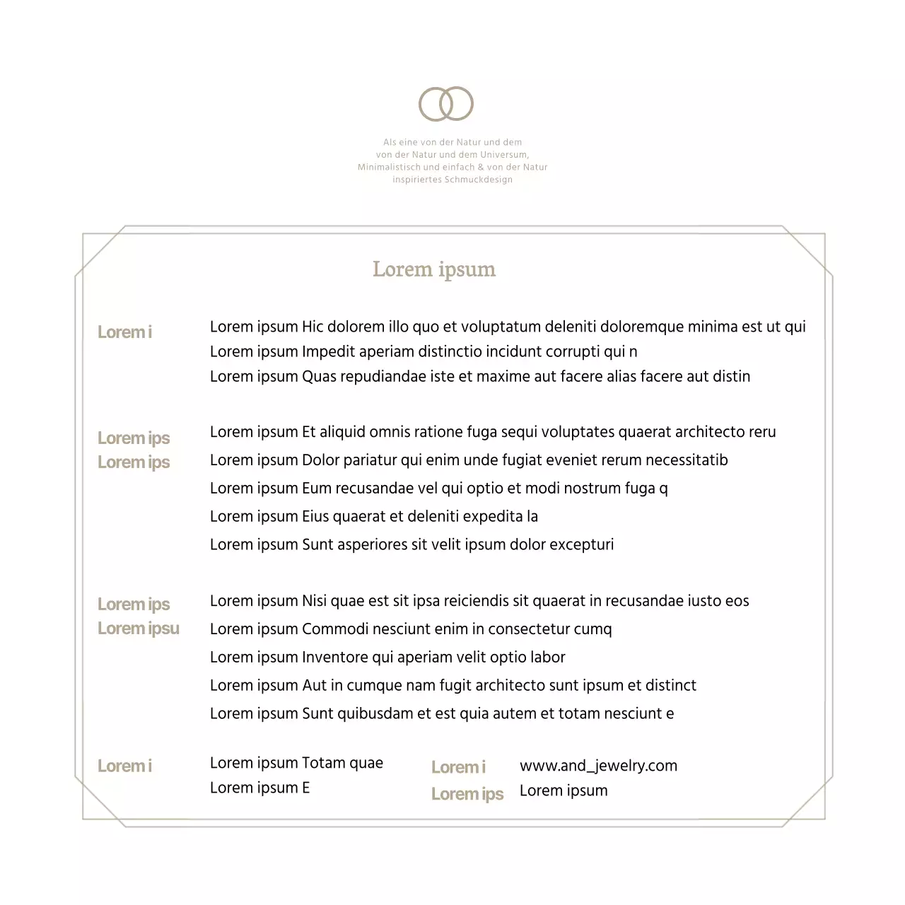 Beige Luxuriöser Schmuck Einkaufsführer Postkarte