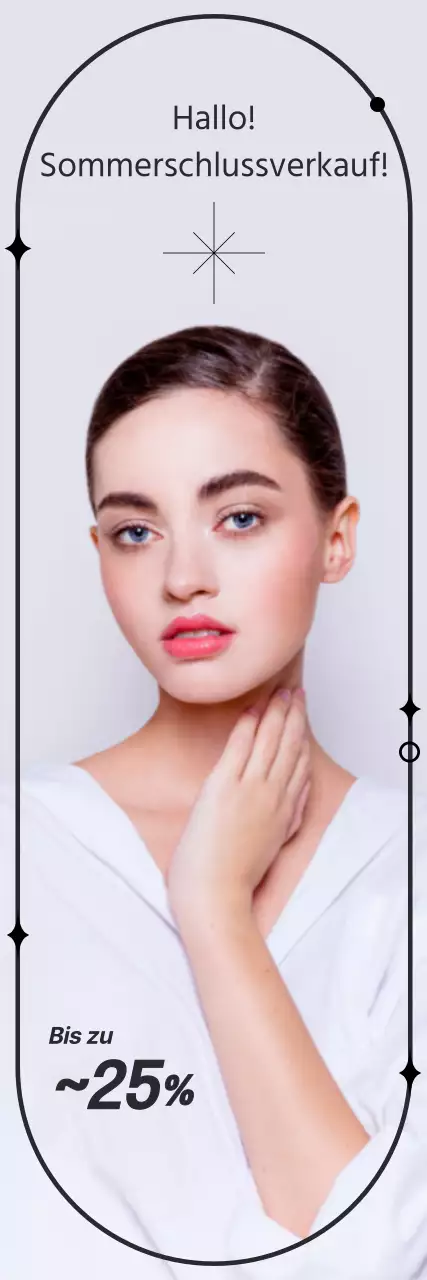 Frau in weißem Hemd auf grauem Hintergrund