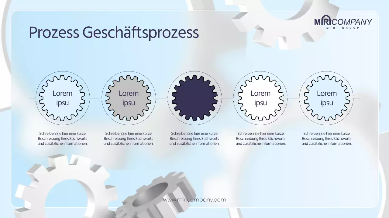 Geschäftsplan mit 3D-Zahnrädern in Blautönen