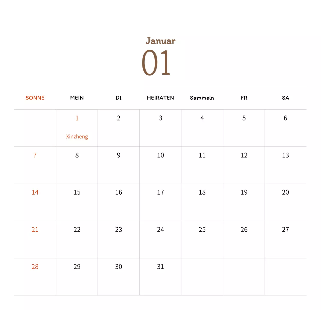 Stempelillustrationen mit einem warmen Konzept