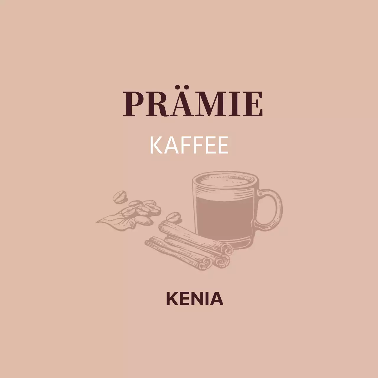 Vintage-Kaffee-Café-Etikett mit rosa Illustration