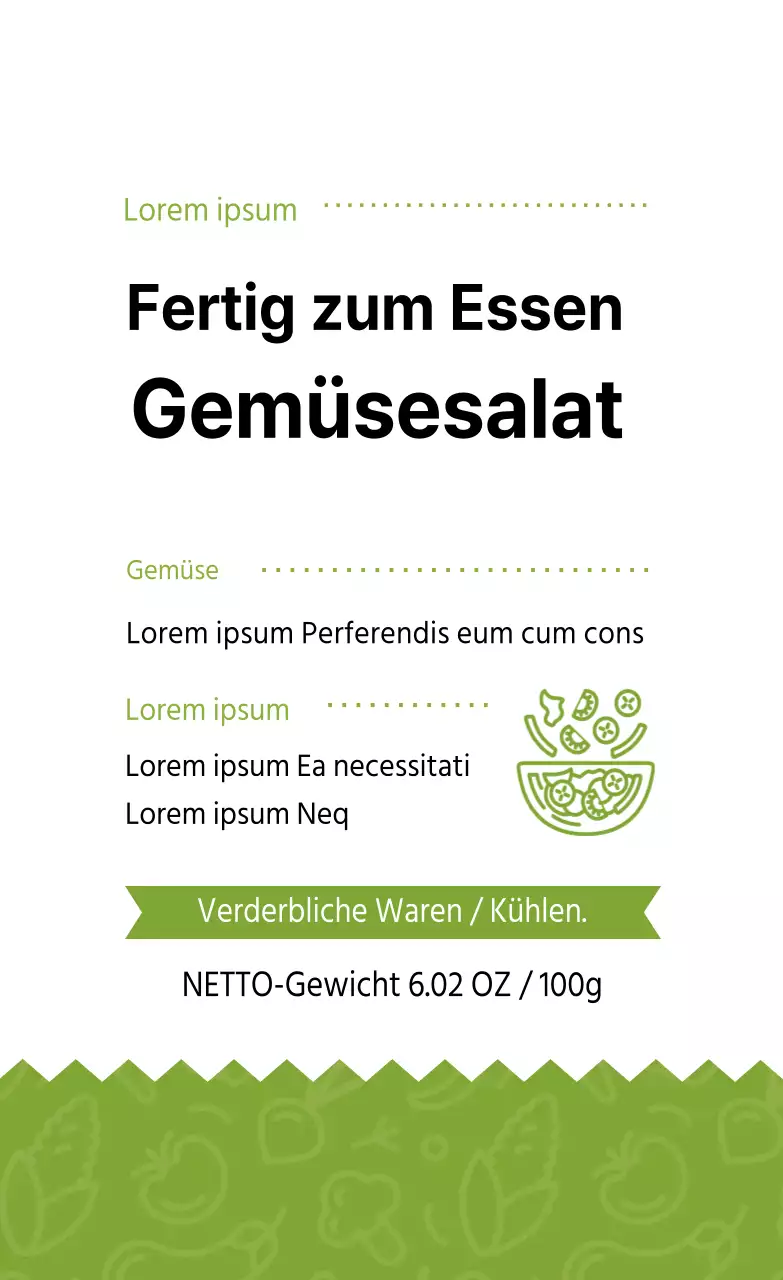 Grün illustrierte Diät Salatetiketten