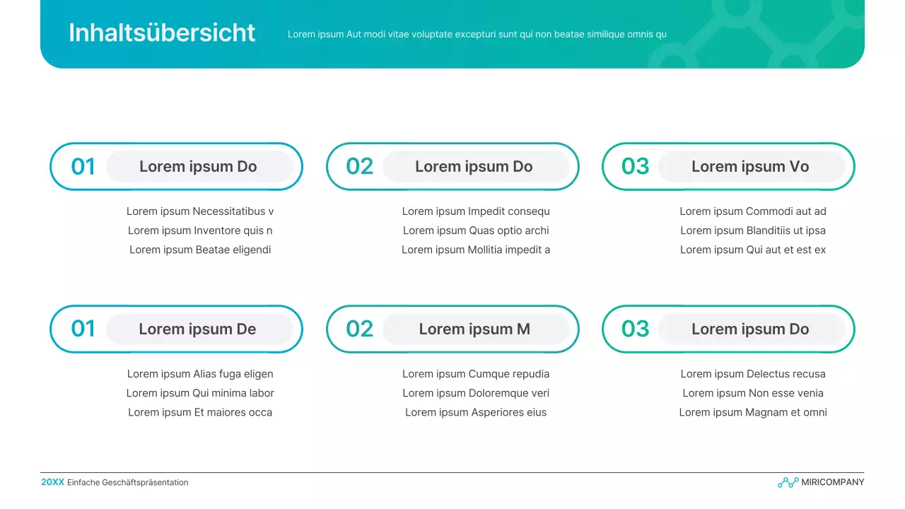 Einfache Geschäftspräsentation mit Farbverlauf in Hellblau und Grün
