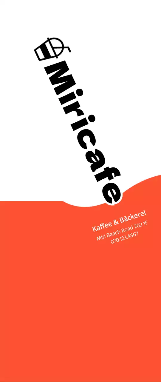 Werbung für ein Café und eine Bäckerei mit einem einfachen Konzept in Orange und Schwarz