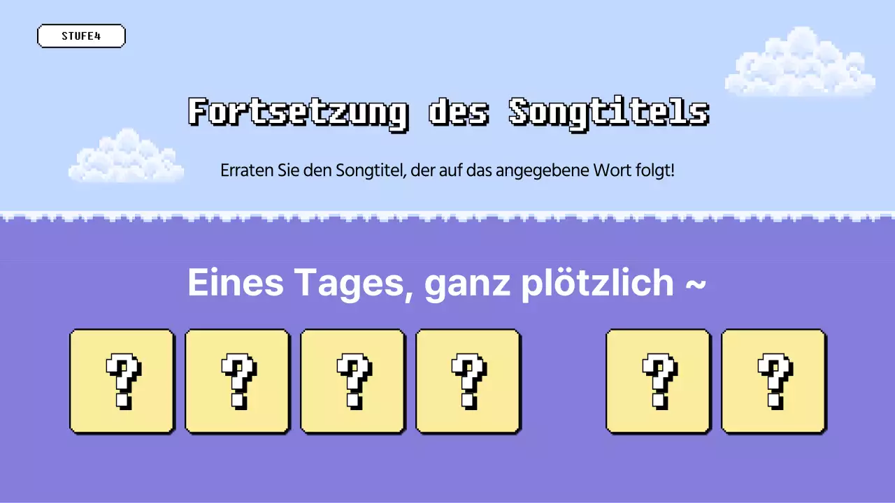 Workshop-Quizspiel mit blau-gelber Pixel-Optik