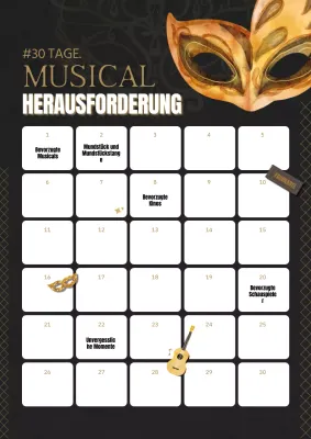 Klassisches musikalisches 30-Tage-Challenge-Poster in Braun