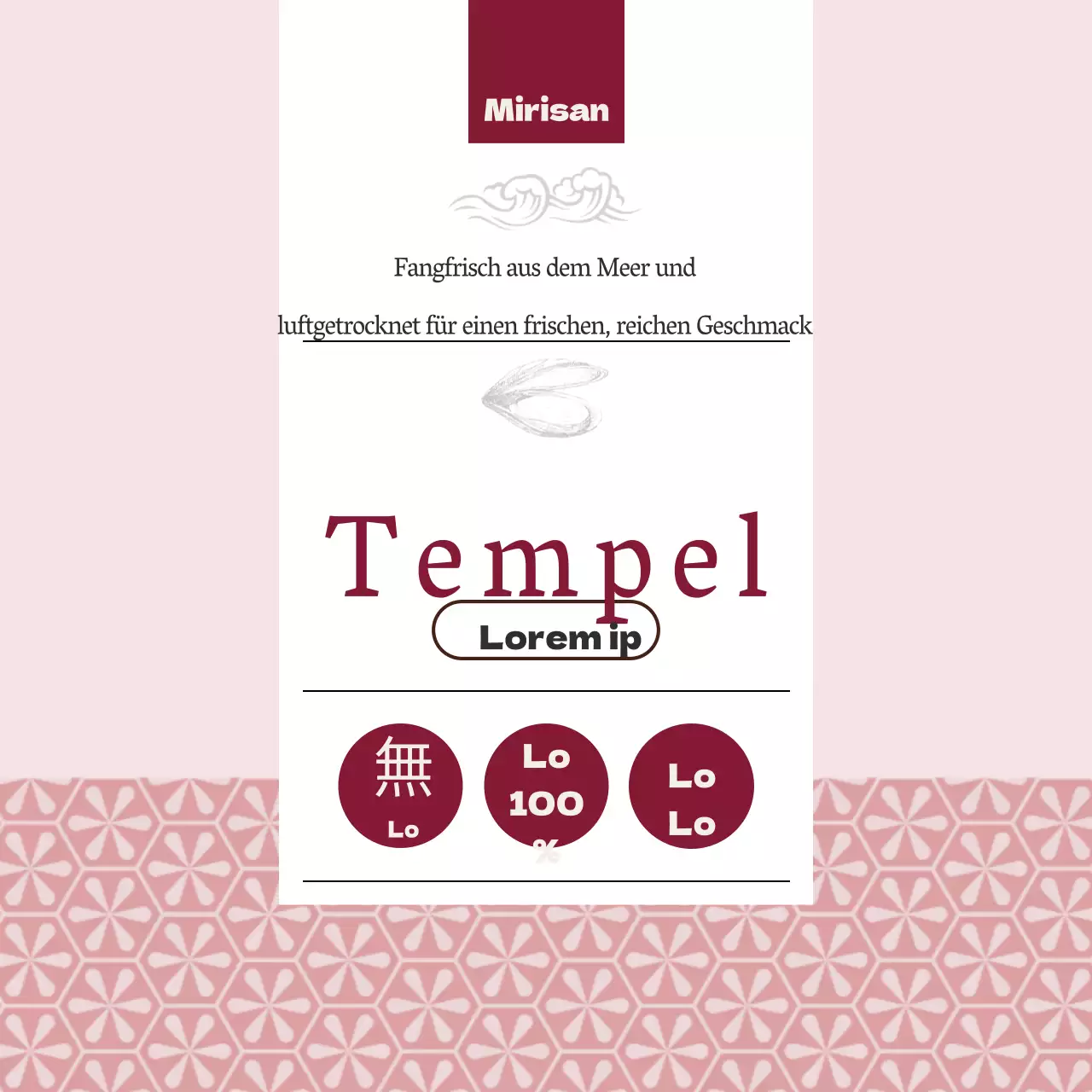 Kreisaufkleber mit Wellenschliff für getrocknete Fische