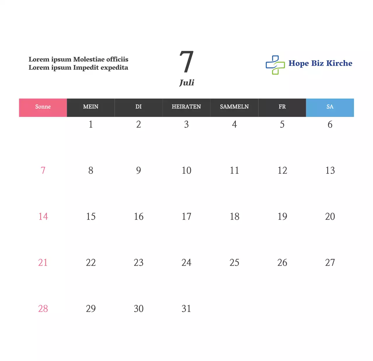 Einfacher Bibelvers-Kirchen-Tischkalender