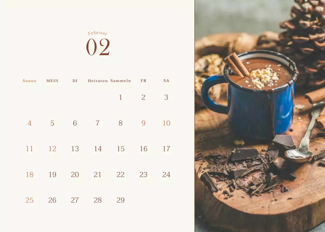 Emotionales Cafe-Fotolayout in Beige und Braun