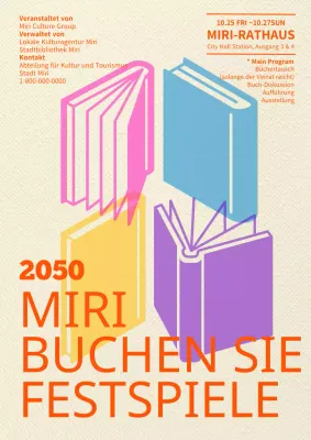 Orangefarbenes, textlastiges Publishing-Festival