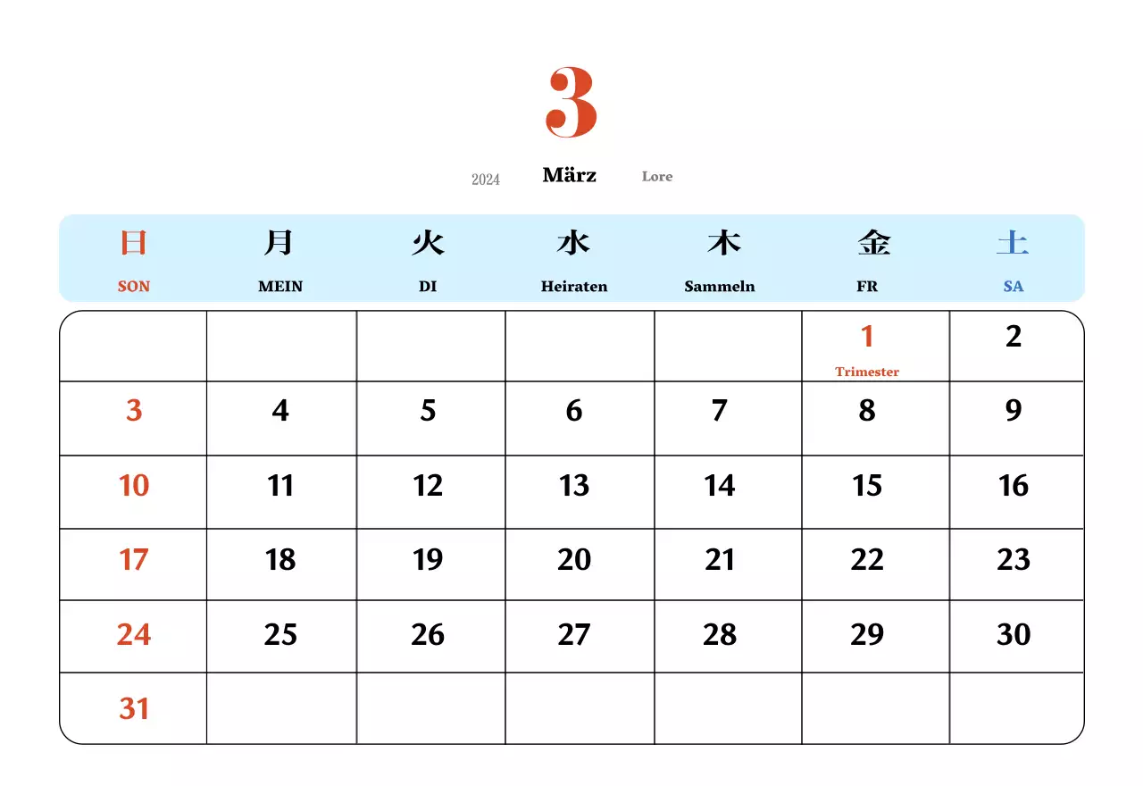 Retro-Konzept Nostalgie-Kalender in rot und blau