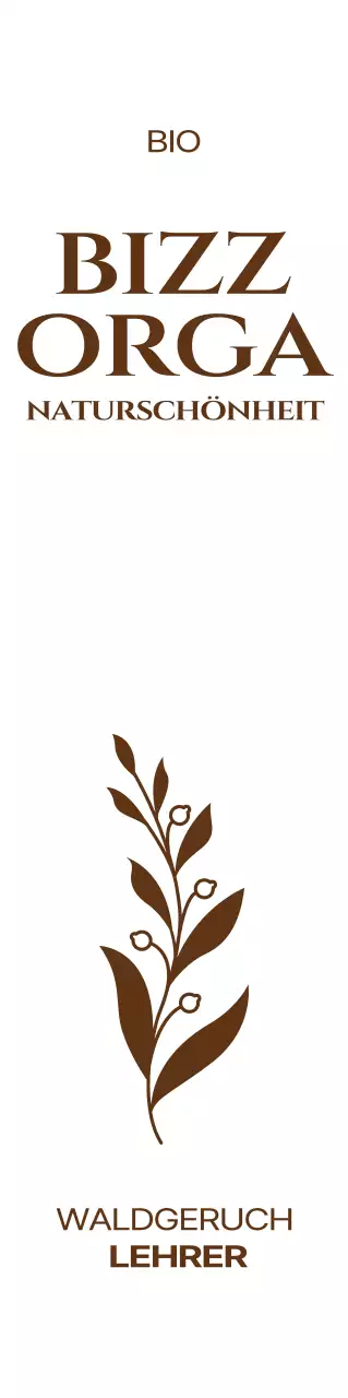 Zur Förderung von Biokosmetik mit einer einfachen Illustration in Dunkelbraun.