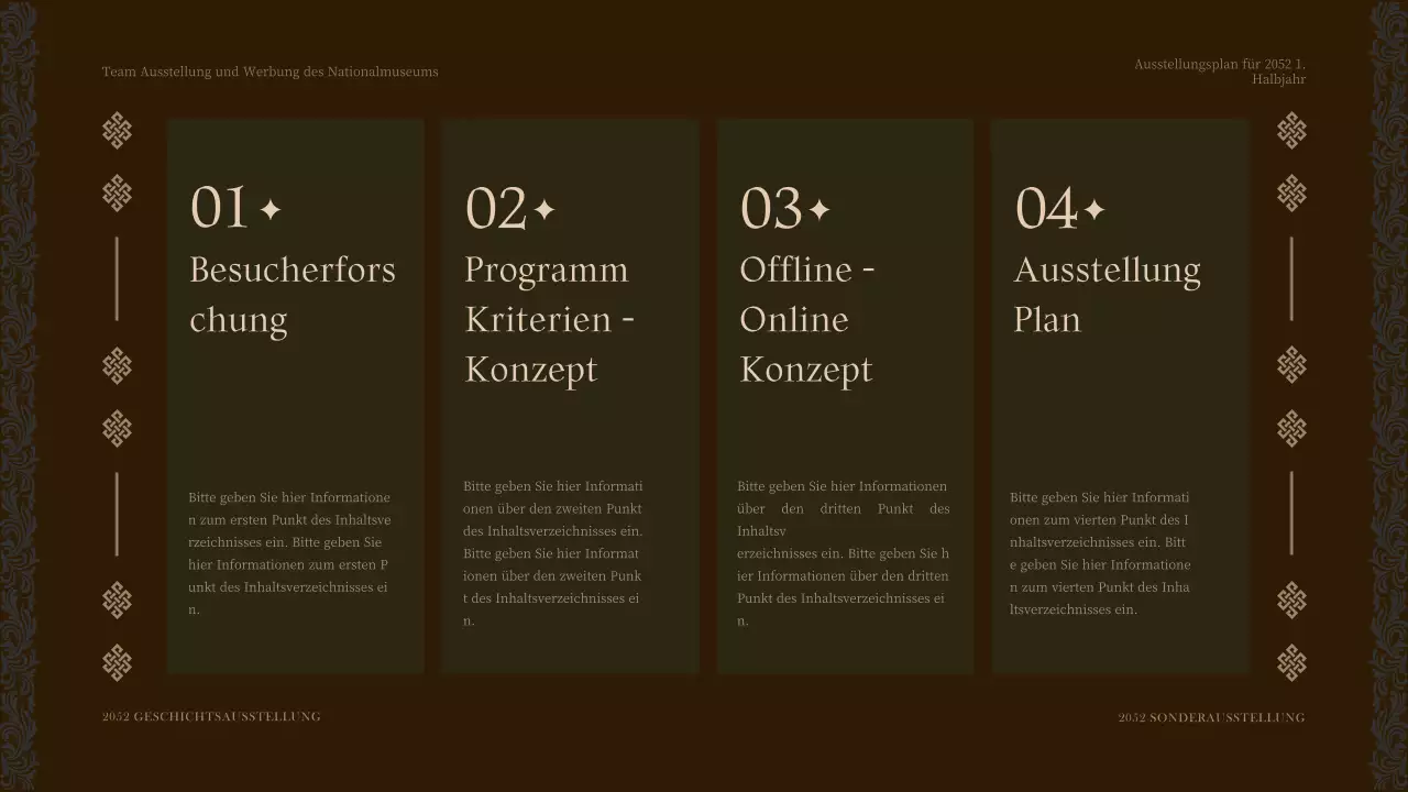 Brauner Ton Museum Ausstellungsprogramm Plan für die erste Hälfte des Jahres