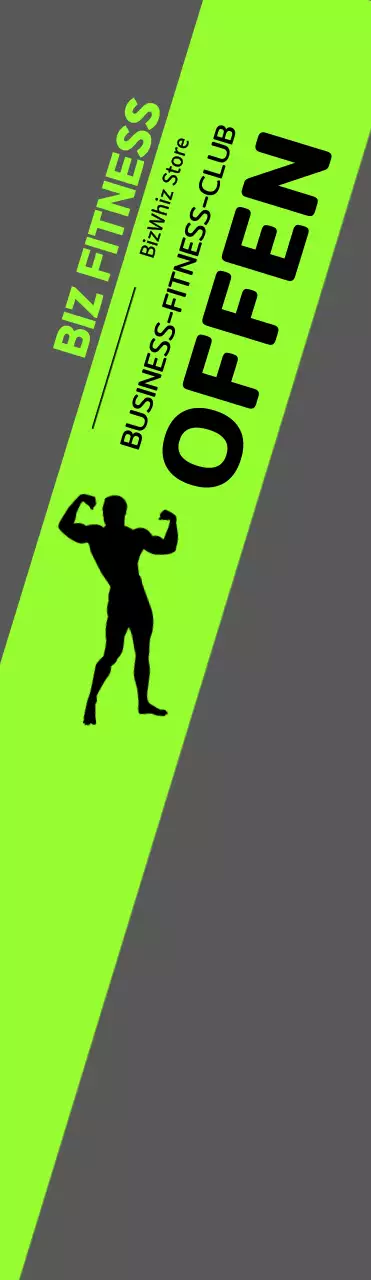 Windbanner zur Eröffnung eines Fitnessstudios mit männlicher Silhouette auf fluoreszierendem Untergrund