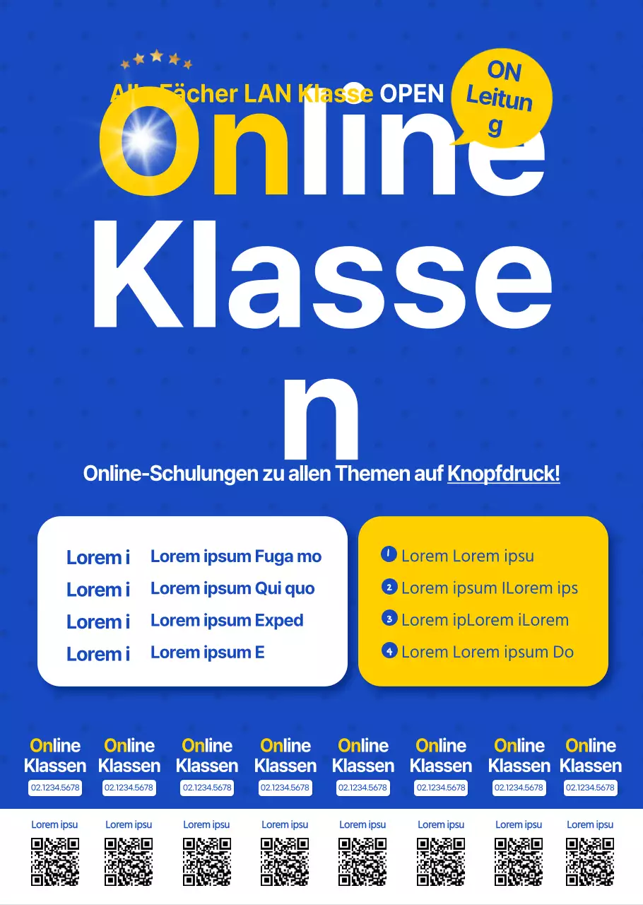 Sauberes Blau und Weiß für die Ankündigung und Bewerbung von Online-Schulungsangeboten