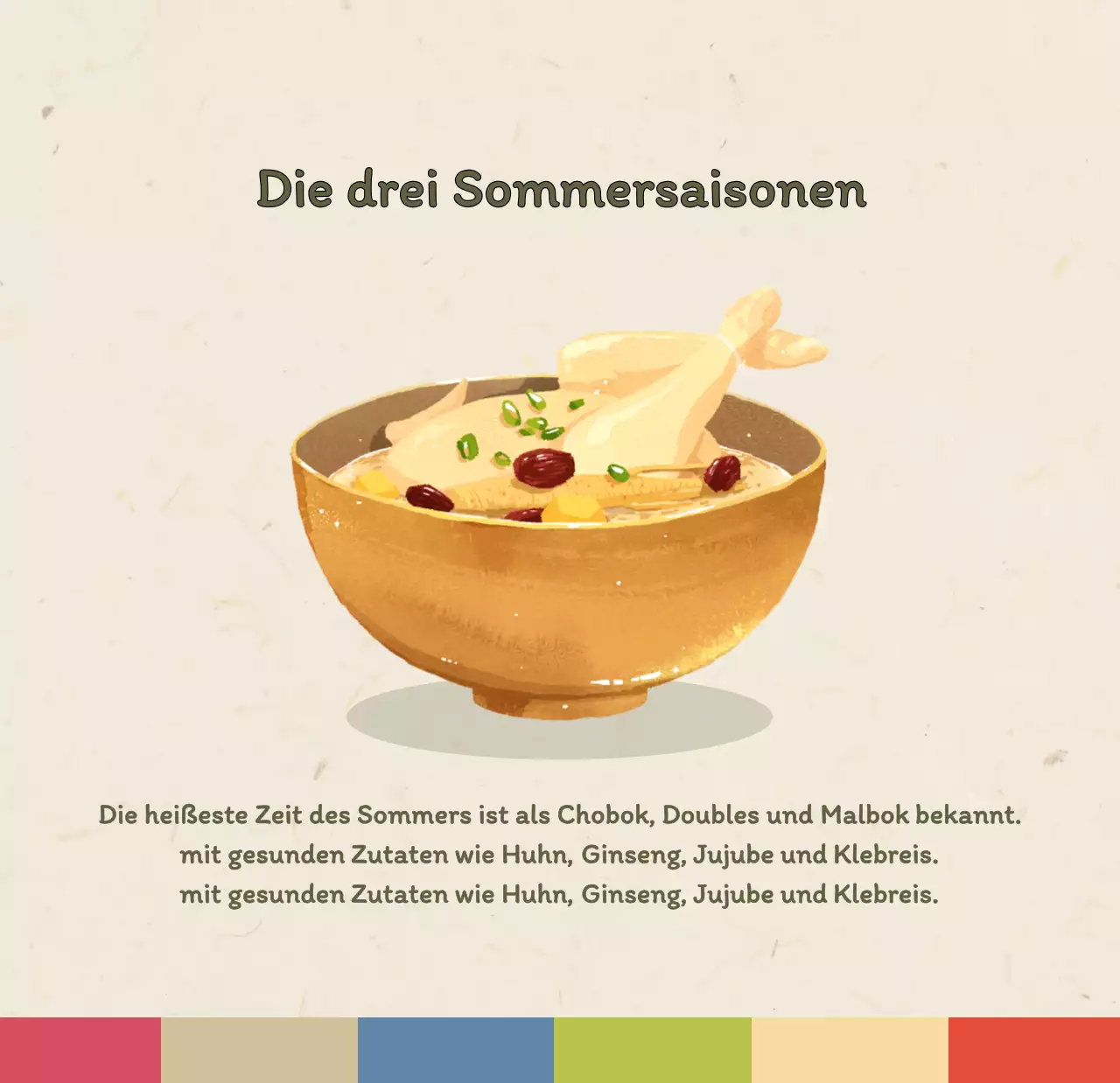 Traditioneller koreanischer Restaurantkonzept-Gutscheinkalender in Beige und Braun