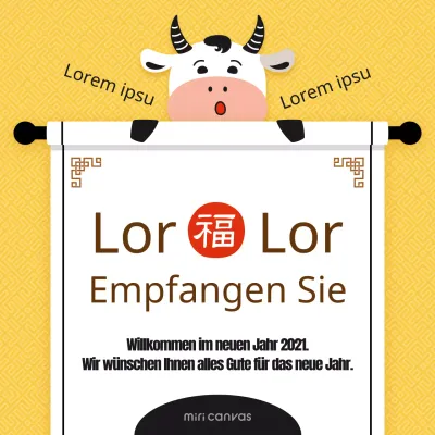 Neujahrsgrüße mit einem niedlichen Konzept in Gelb