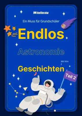 Astronomische Geschichte mit blauen und gelben Planetenbildern