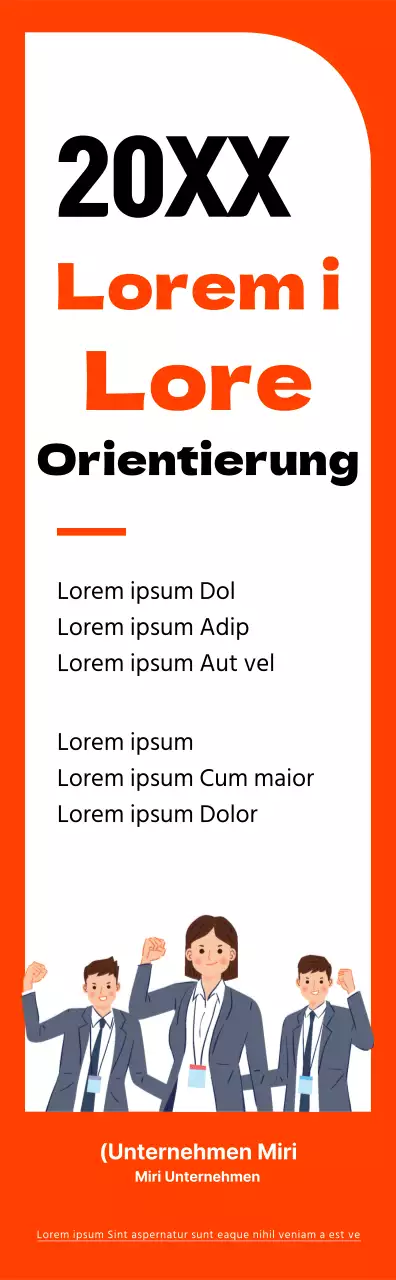 Einfacher Rahmen in Orange und Schwarz für Informationen zur Orientierung neuer Mitarbeiter