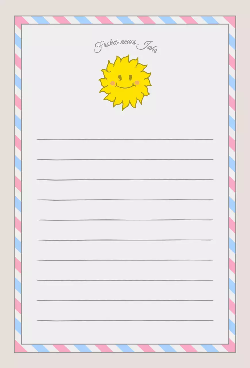 Rosa Himmel gelb niedlich Sonne Illustration von Happy New Year