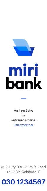 Zur Werbung für eine Bank mit einem blau-schwarzen Logo