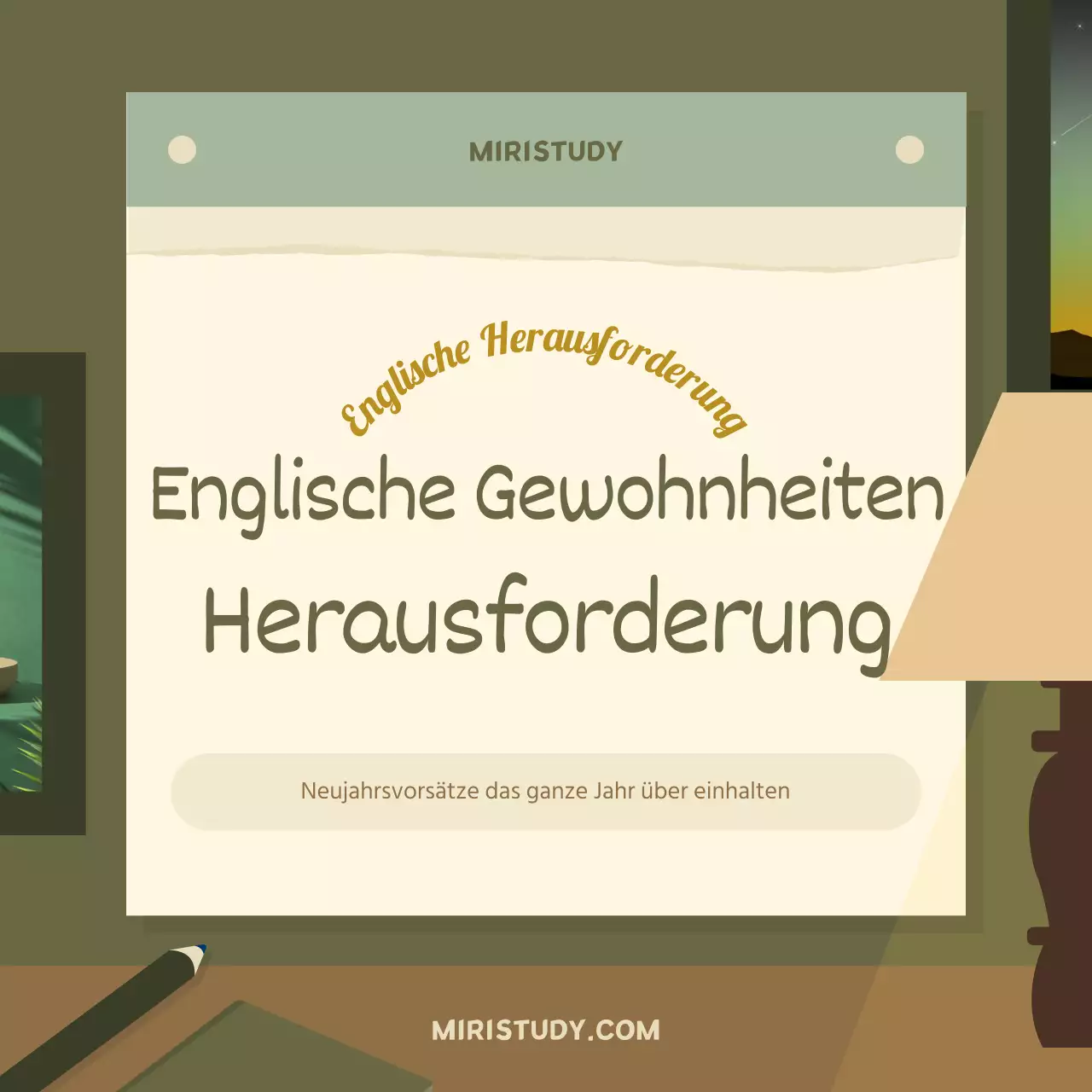 New Year's English Habits Challenge in Braun und Grün