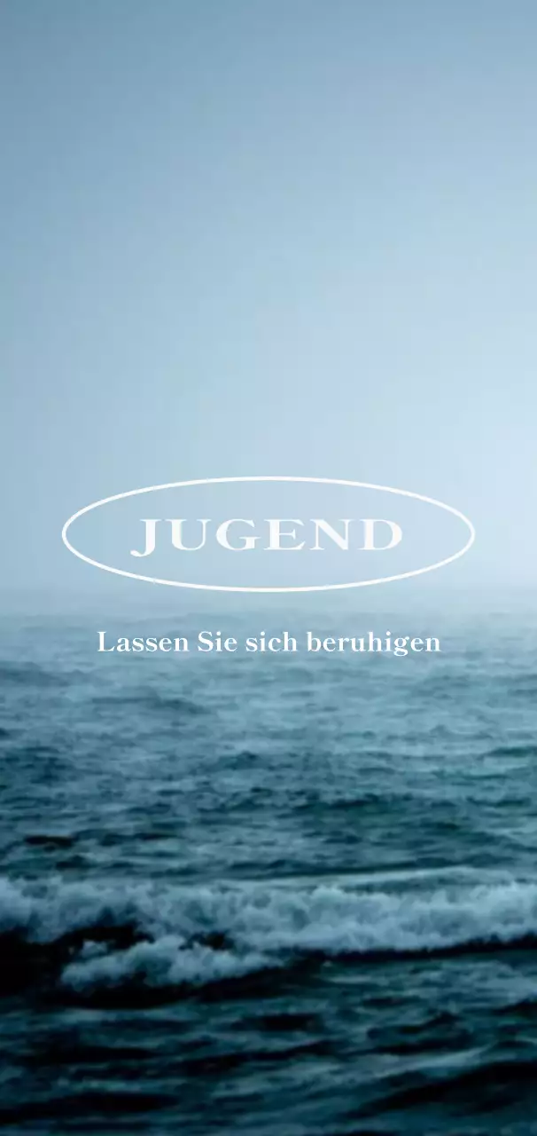 Waren mit blauen, ruhigen, gelassenen Meeresfotos und gefühlvollen englischen Worten.