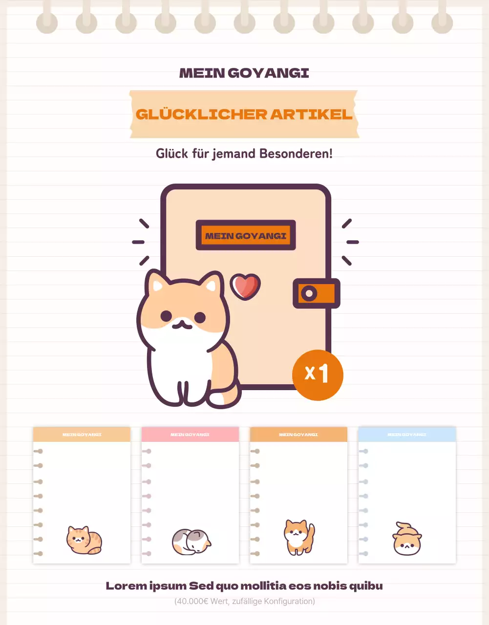 Wir präsentieren die süße orange-beige Cat Daku Schreibwaren-Zufallsbox