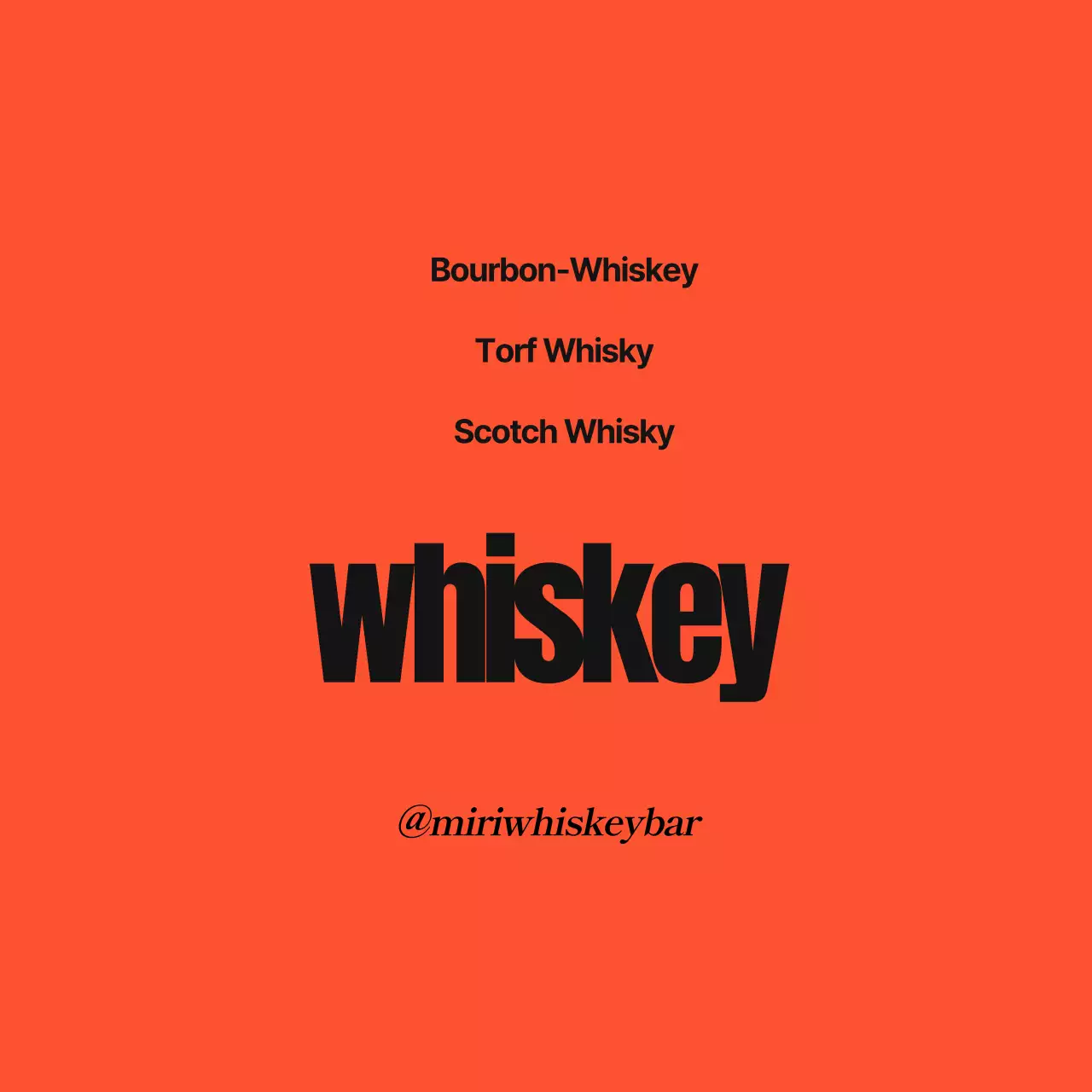 Förderung einfacher Whiskysorten in Orange und Schwarz