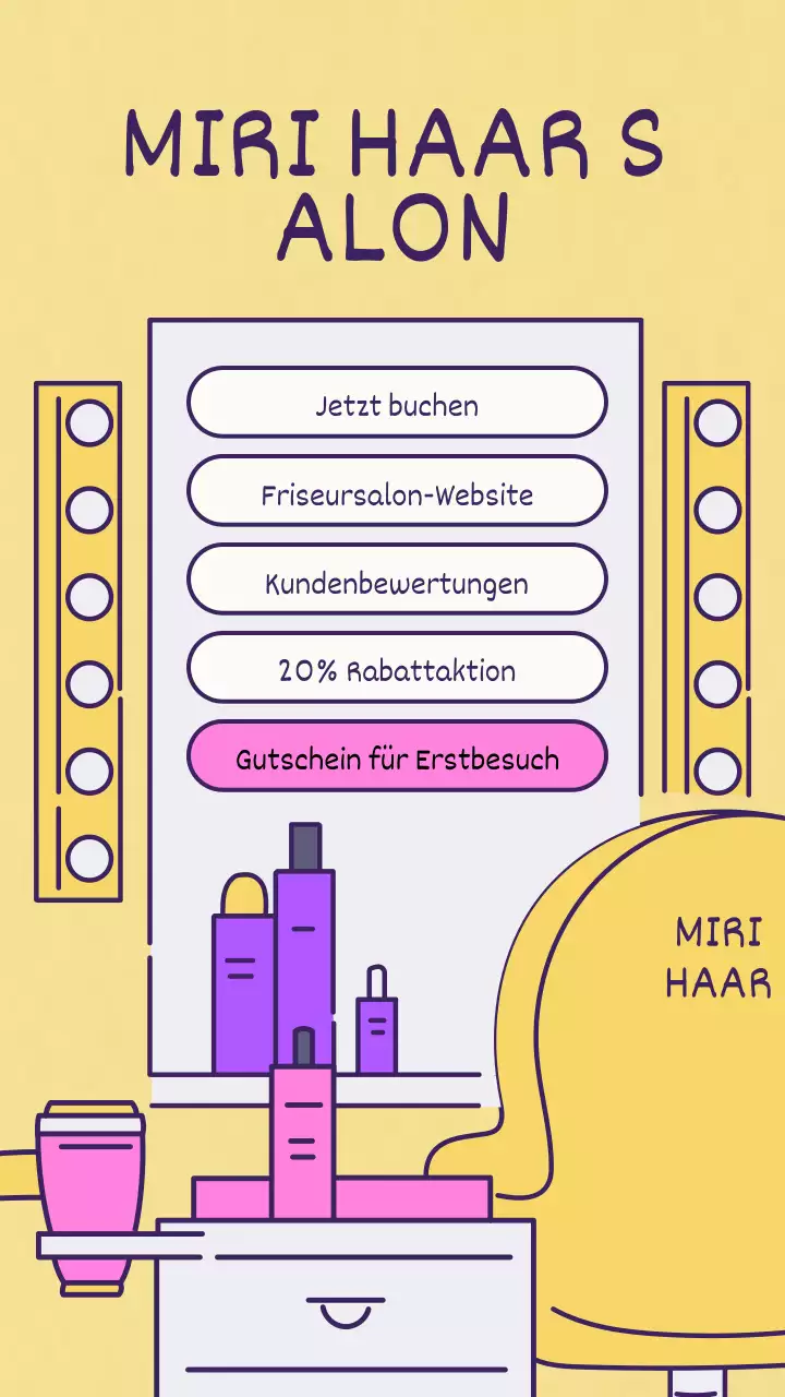 Gelbe Eitelkeit Retro-Salon Termin