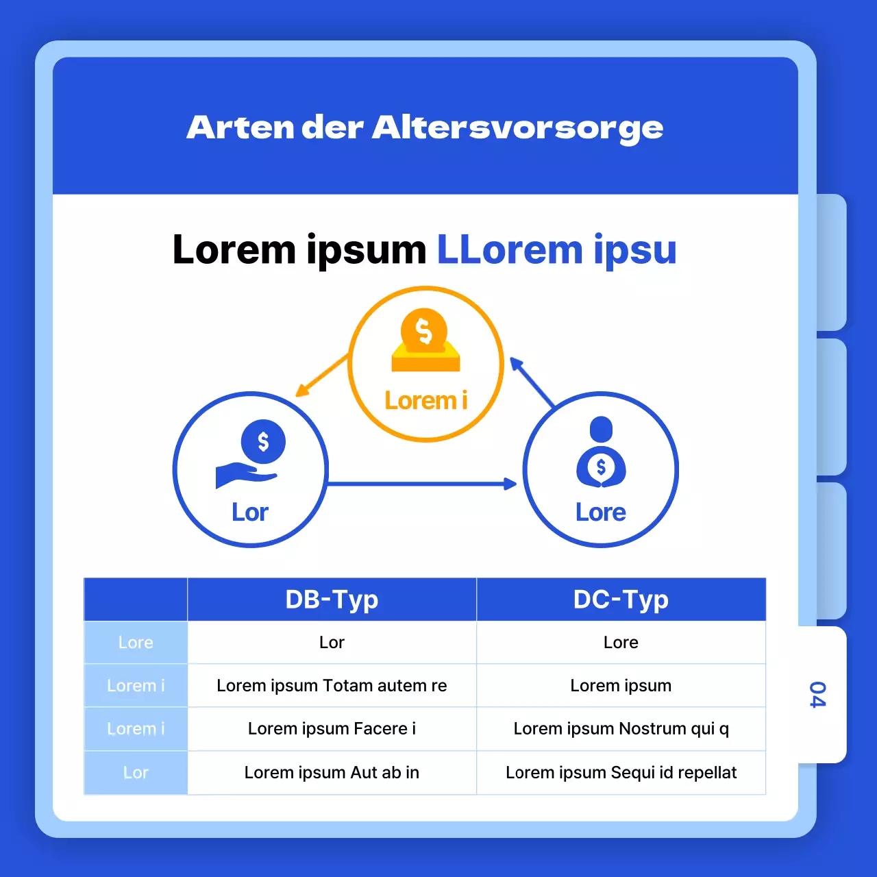 Superannuation finance cardnews mit blauem Ordner Thema