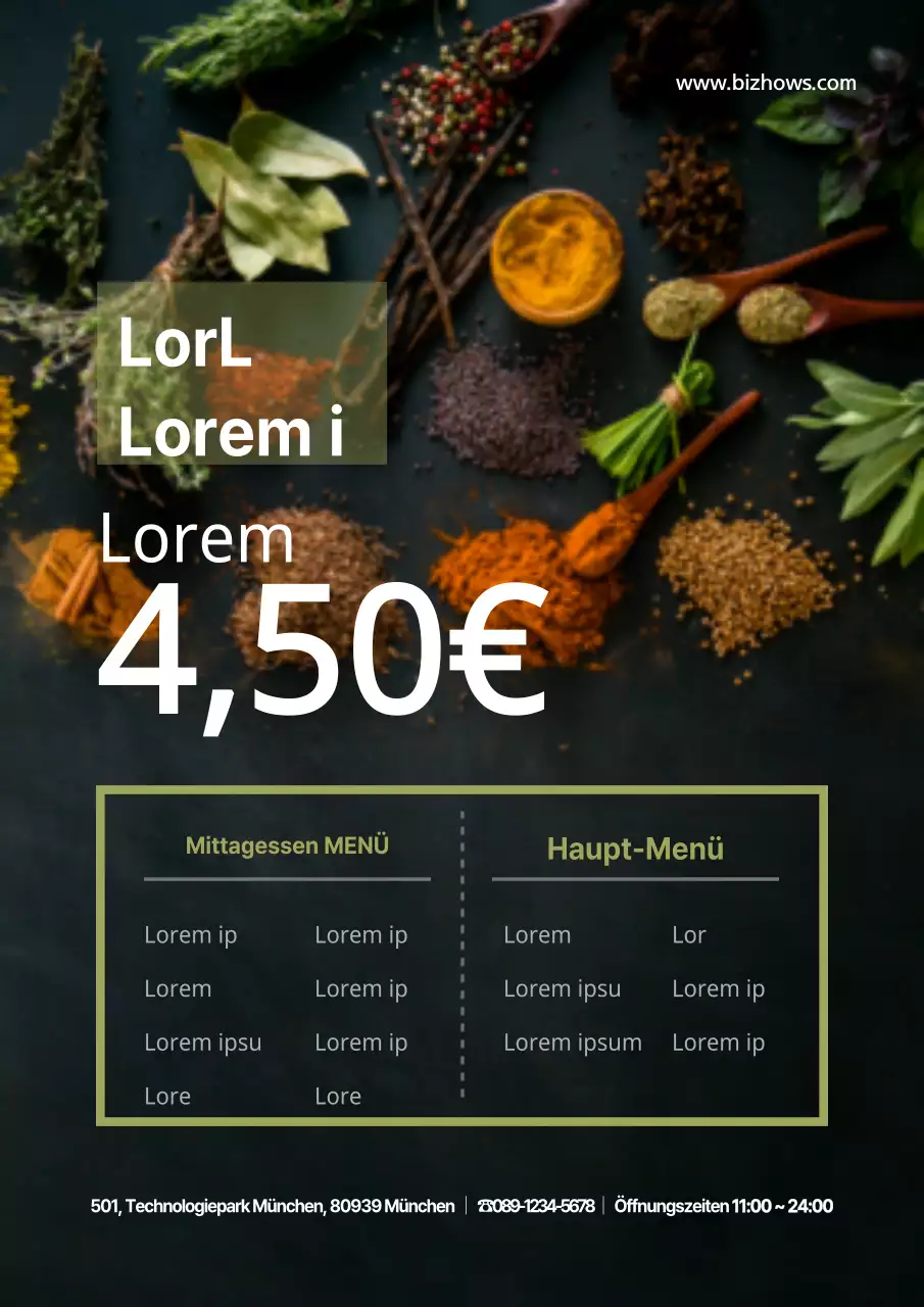 Fotohintergrund Einfache Massage Menü Tabelle